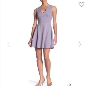 Scalloped V Neck mini fit & flare dress
